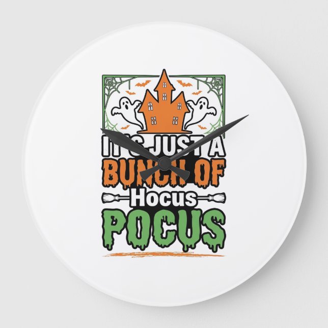 Halloween Hocus Pocus Quote Vector Design_1 Large Clock (Front)