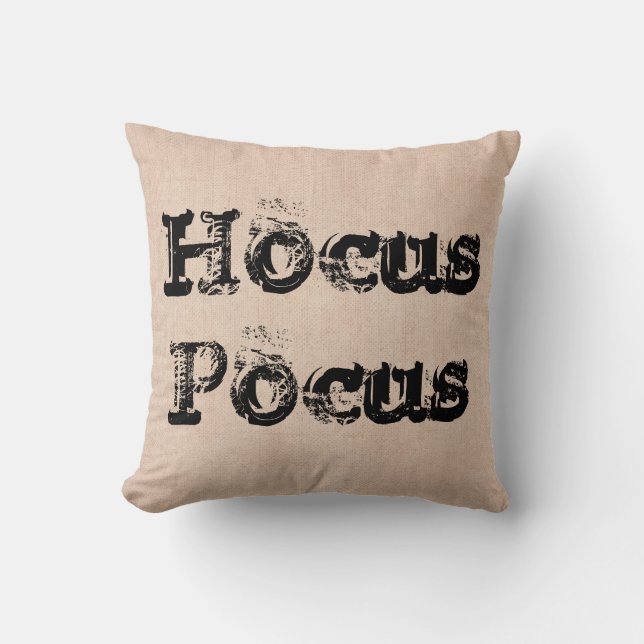 Halloween Hocus Pocus witch burlap Cushion (Front)