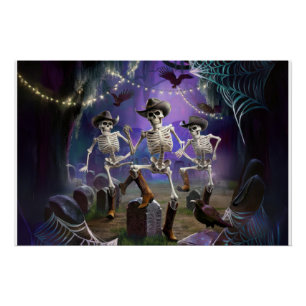 Halloween Hoedown, Dancing Skeletons Horiz Poster