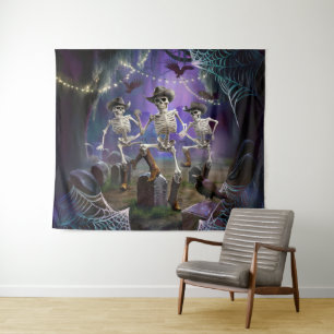 Halloween Hoedown Throwdown, Line Dancing Skeleton Tapestry