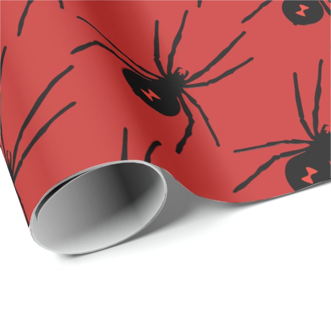 Halloween Holiday black spider tiled party wrap Wrapping Paper (Roll Corner)