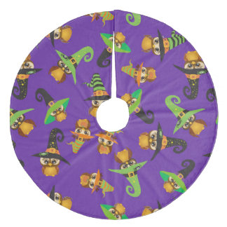 Halloween Holiday Custom Retro Owl Fleece Tree Skirt