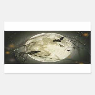 Halloween holidays mystery with fairy tale moon rectangular sticker