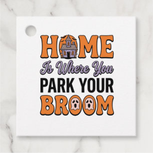 Halloween Home Park Your Broom Vintage Typography Favour Tags
