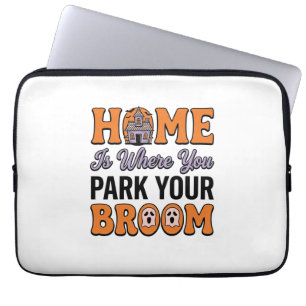 Halloween Home Park Your Broom Vintage Typography Laptop Sleeve