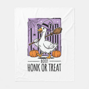 Halloween Honk or Treat Witch Goose Fleece Blanket
