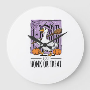 Halloween Honk or Treat Witch Goose Large Clock
