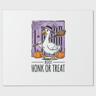 Halloween Honk or Treat Witch Goose Wrapping Paper