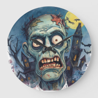 Halloween,Horor, Zombie, Midnight of The Undead Large Clock