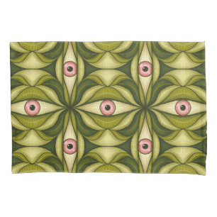 Halloween Horror Eyes Green Creepy Witchy Goth Pillowcase