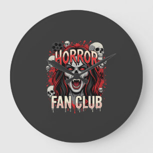 Halloween Horror Fan Club Vampire Skull Large Clock
