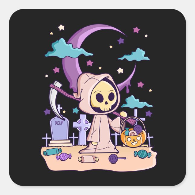Halloween Horror Gift Pastel Goth Creepy Kawaii Square Sticker (Front)