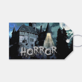 Halloween Horror haunted House Scary Blue Night Gift Tags