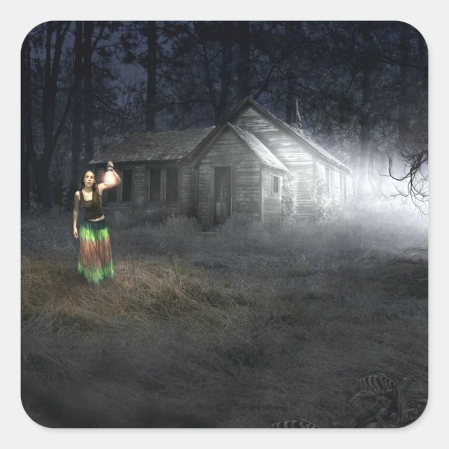 Halloween Horror House Square Sticker (Front)