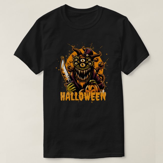 Halloween - Horror Monster with Many Eyes T-Shirt (Design Front)