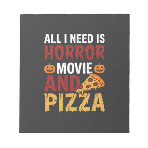 Halloween Horror Movie and Pizza Typography Notepad