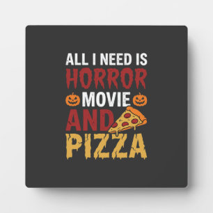 Halloween Horror Movie and Pizza Typography Plaque