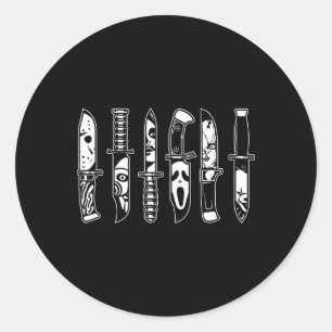Halloween Horror Movie Characters In Knives Scary Classic Round Sticker