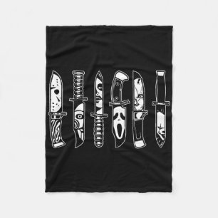 Halloween Horror Movie Characters In Knives Scary  Fleece Blanket