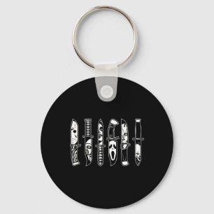 Halloween Horror Movie Characters In Knives Scary Key Ring
