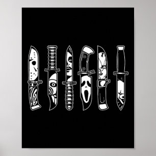 Halloween Horror Movie Characters In Knives Scary  Poster