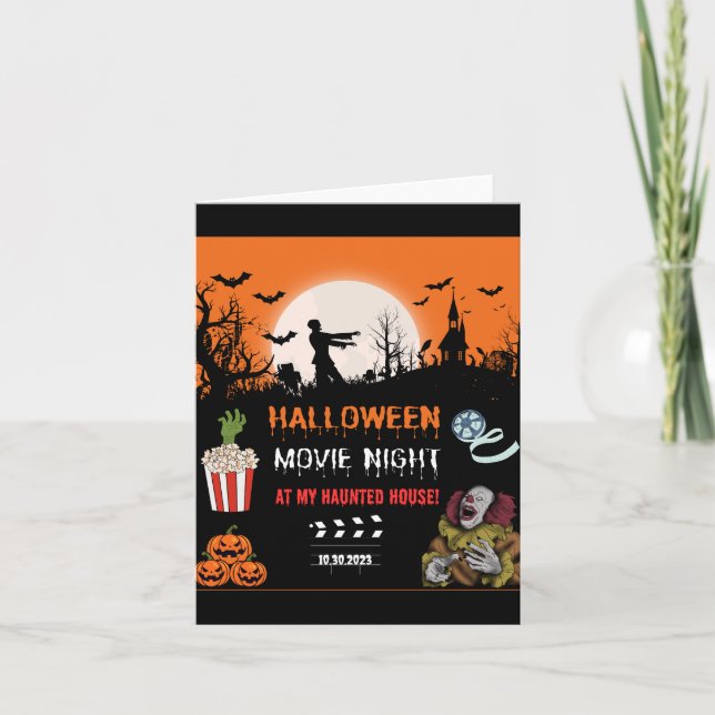Halloween Horror Movie Night Party Invitation (Front)