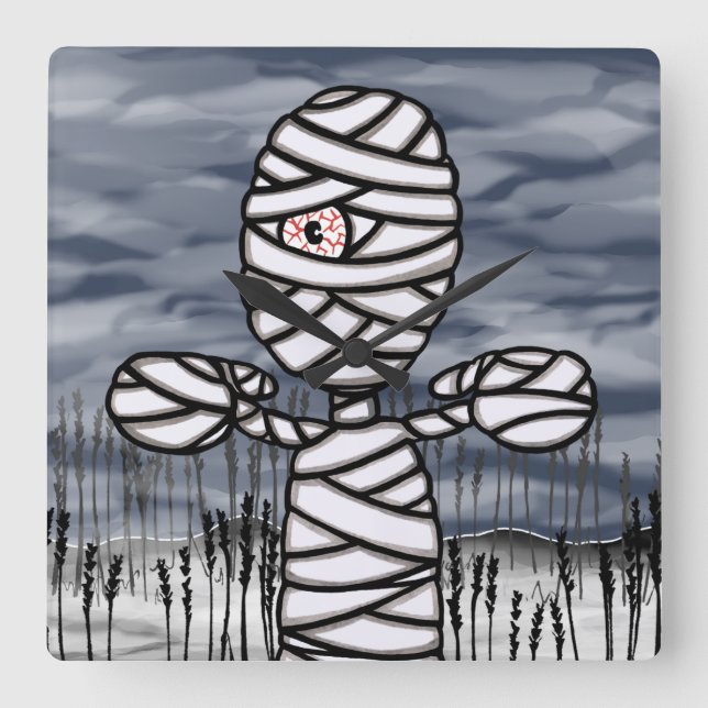 Halloween Horror Mummy Acrylic Wall Clock (Front)