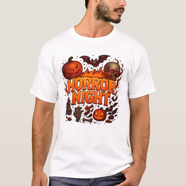 Halloween Horror Night Fire Clothes Cool T-Shirt (Front)