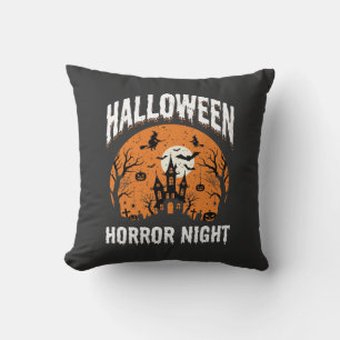 Halloween Horror Night Haunted Castle Vintage Cushion