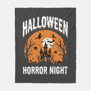 Halloween Horror Night Haunted Castle Vintage Fleece Blanket