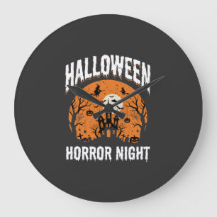 Halloween Horror Night Haunted Castle Vintage Large Clock