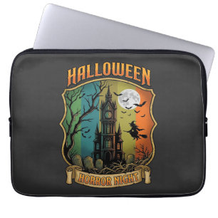 Halloween Horror Night Haunted House Witch Full Mo Laptop Sleeve