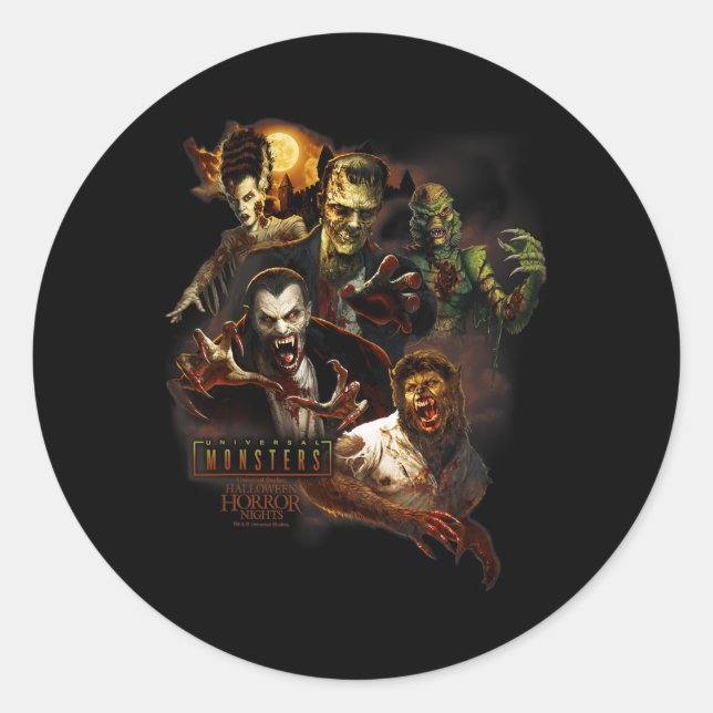 Halloween Horror Nights HHN Universal Monsters  Classic Round Sticker (Front)