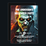 Halloween horror party zombie creature cartoon  invitation<br><div class="desc">Unleash Your Inner Monster with the Ultimate Zombie Invitation! Dive into the dark, spooky fun this Halloween with our chilling 5x7 digital invitation, designed for those who revel in the macabre. A ghastly zombie with short mousy brown hair and an oversized jacket stares directly at you from the depths of...</div>