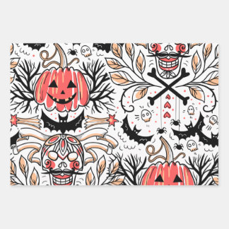Halloween Horror Pattern Wrapping Paper Sheet