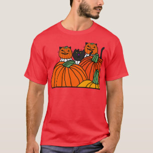 Halloween Horror Pumpkin Head Cats T-Shirt