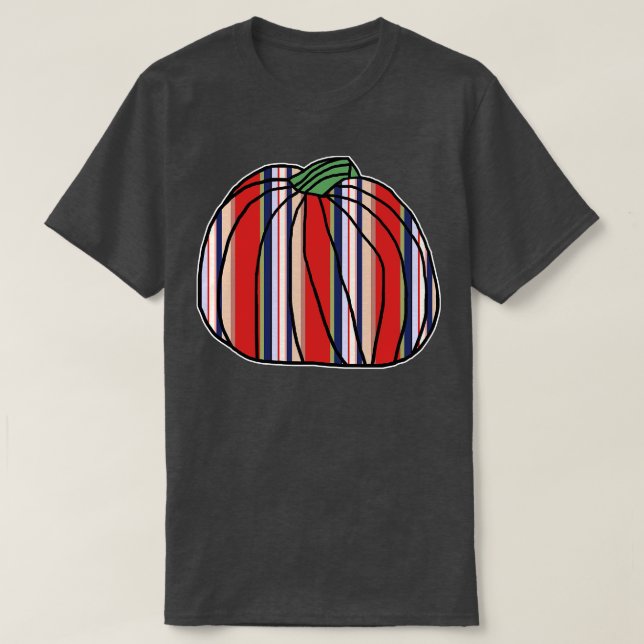 Halloween Horror Pumpkin Red Blue Stripes T-Shirt (Design Front)