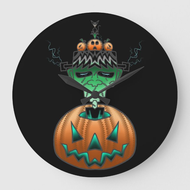 Halloween Horror Punk Zombie Large Clock (Front)