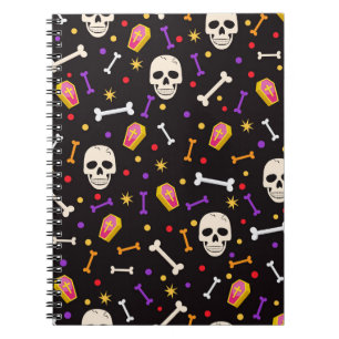 Halloween Horror Spooky Skull Coffin Bone Purple Notebook