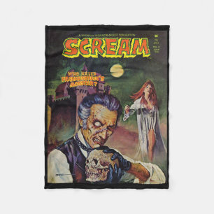Halloween Horror Vintage Skull Monster Comic Book Fleece Blanket