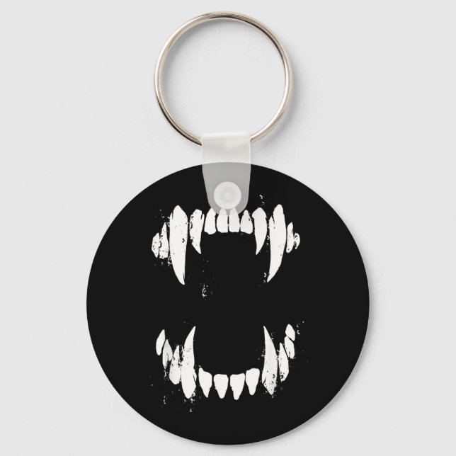 Halloween Horror Wolf Dog Vampire Monster Teeth Key Ring (Front)