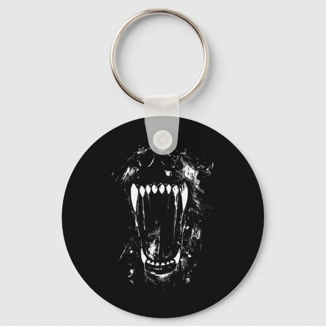 Halloween Horror Wolf Dog Vampire Monster Teeth Key Ring (Front)