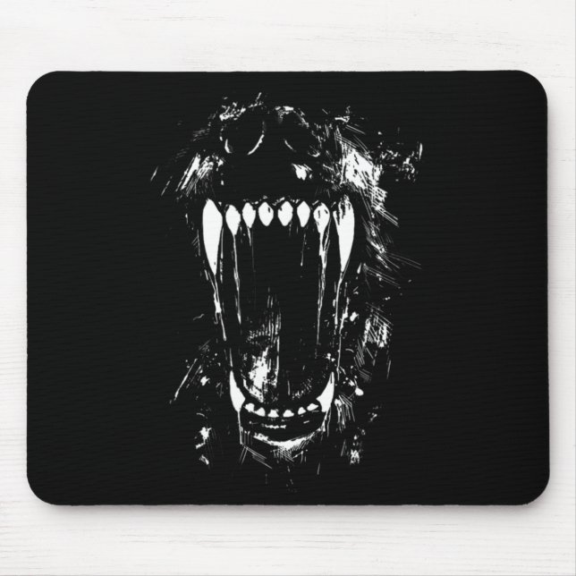 Halloween Horror Wolf Dog Vampire Monster Teeth Mouse Pad (Front)
