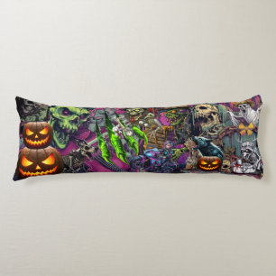 Halloween Horror Zombie Collage & Jack-O'-Lantern Body Cushion