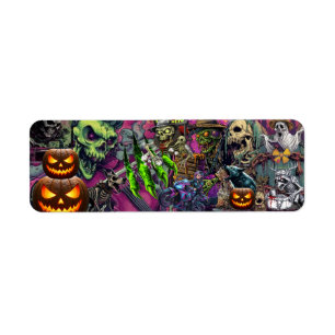 Halloween Horror Zombie Collage & Jack-O'-Lantern Return Address Label
