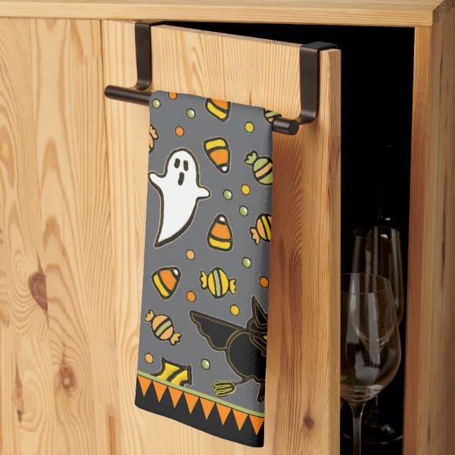 Halloween Hostess Gift Decor Tea Towel (Thirds Fold)