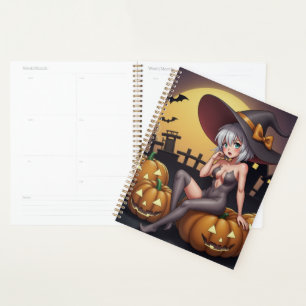 Halloween Hot Anime Witch on Jack-O-Lantern Planner