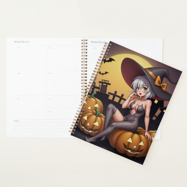Halloween Hot Anime Witch on Jack-O-Lantern Planner (Display)