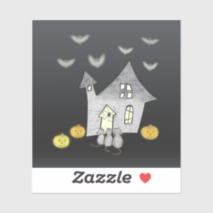 Halloween House, Black Cats, Bats, Pumpkins