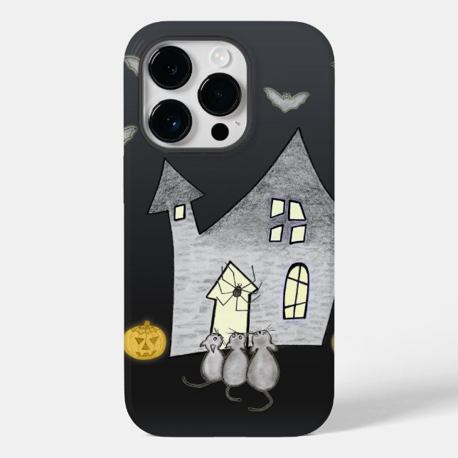 Halloween House, Black Cats, Bats, Pumpkins Case-Mate iPhone Case (Back)